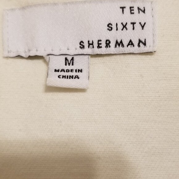 White 100% Cotton Jacket Cropped Baggy Fit Zip Sweater Medium Ten Sixty Sherman - Picture 4 of 11